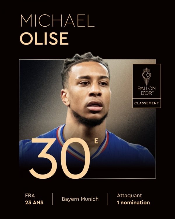 低了？奥利塞金球名次垫底，球员在拜仁首赛季双20身价暴涨至1亿