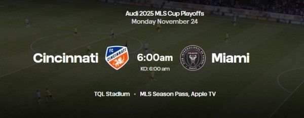 官方：辛辛那提vs迈阿密外洋将在11月24日周一朝晨6点进行