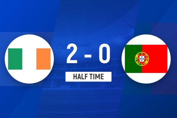 半场-葡萄牙0-2爱尔兰 帕洛特双响奥贝恩中柱科斯塔乖谬送角球